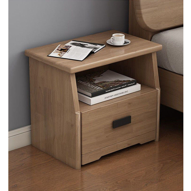 Bilik Tidur Utama Nordik Moden Ringkas 1.8 Saiz Queen Katil Single Lock 1.5 Oak Kayu Padu