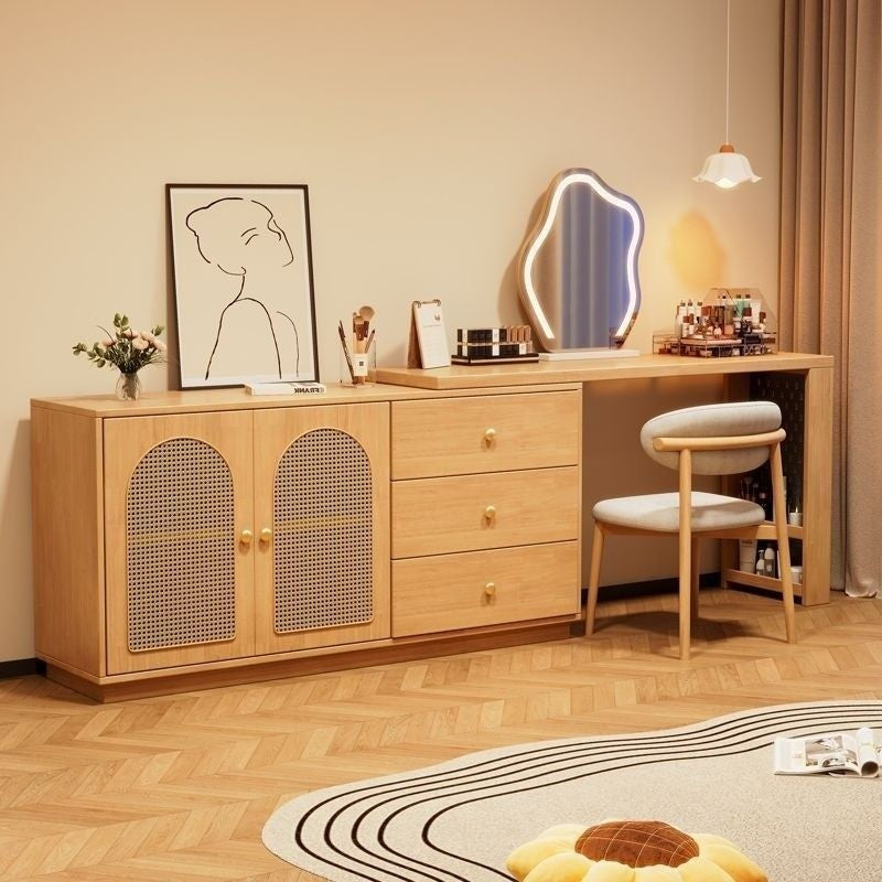 Solid Wood Mirror One Cabinet, Modern Bedside Table, Dressing Table