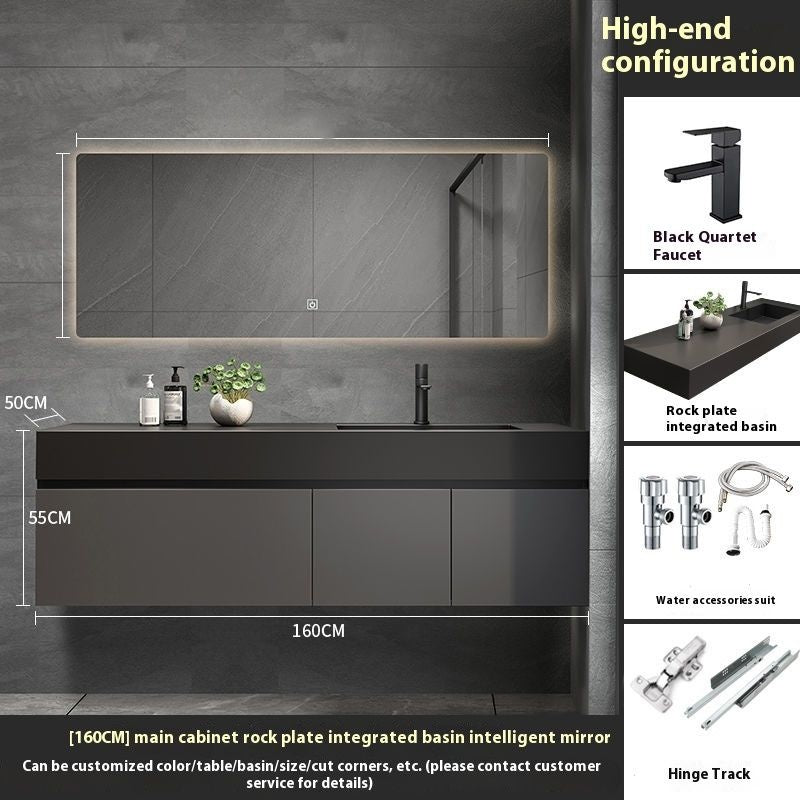 QW- Custom-made Real Wood Storage Cabinet Smart Mirror Sink in the Bathroom