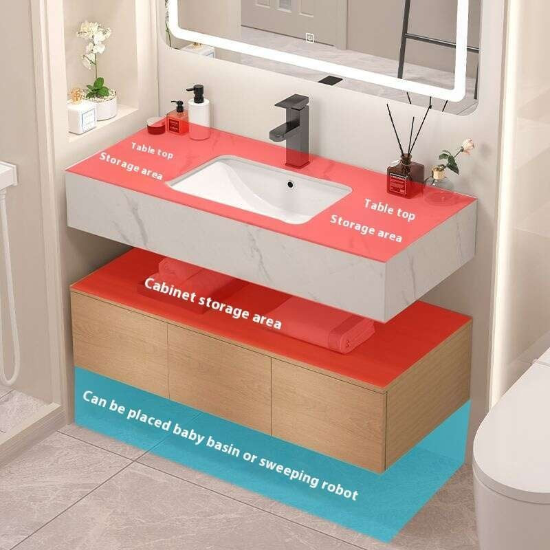 QW- Real wood storage cabinet smart mirror in the bathroom, bathroom sink