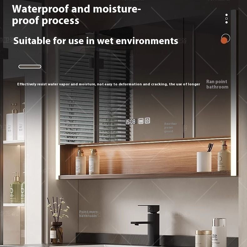 QW- Smart Mirror Real Wood Storage Cabinet in the Bathroom, Bathroom Sink Set