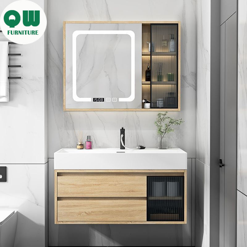QW- Kabinet Penyimpanan Singki Batu Nano Cermin Pintar di Bilik Mandi 