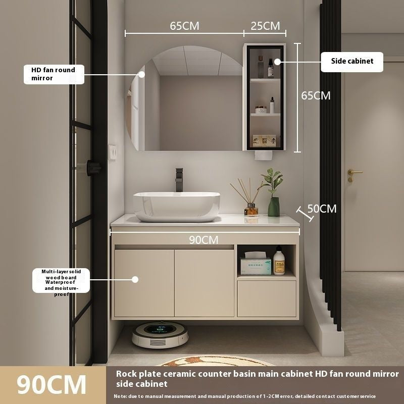 QW- Bilik Mandi Pintar, Kabinet Penyimpanan Bilik Mandi Cermin, Set Besen 