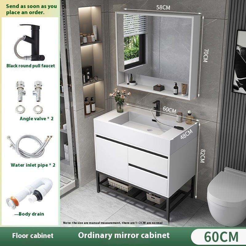 Set Singki Kabinet Cermin Pintar Penyimpanan Kayu Asli QW- di Bilik Mandi 