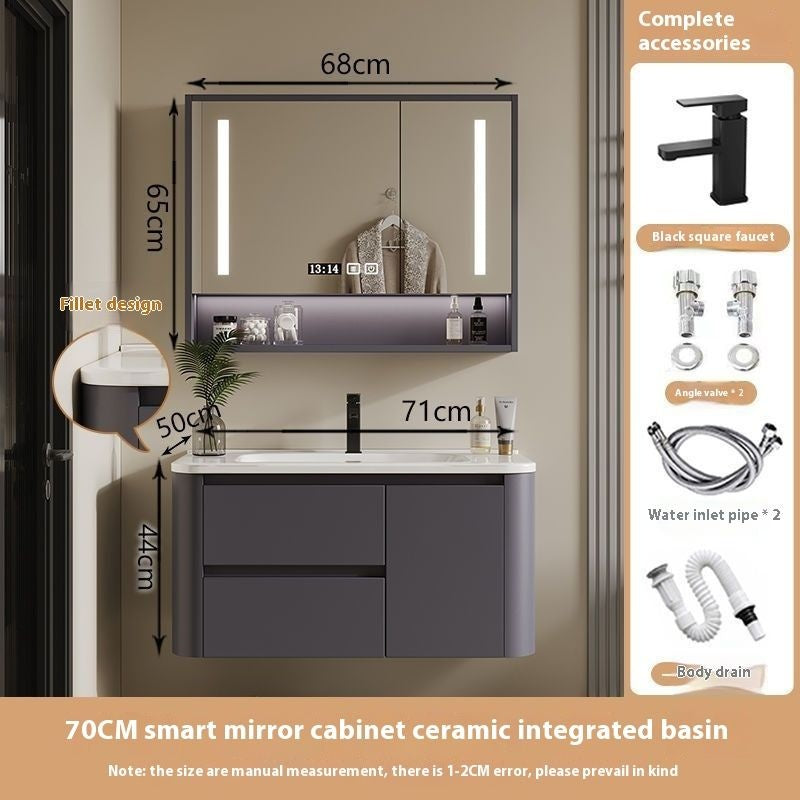 QW- Ins Style Storage Cabinet, Smart Mirror Cabinet for Bathroom, Bathroom Sink Set