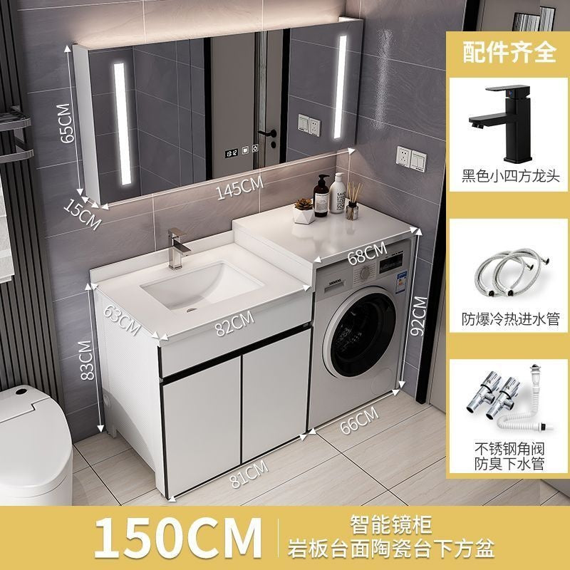 QW- Aluminum Bathroom Cabinet Set with Sink and Countertop Washing Machine