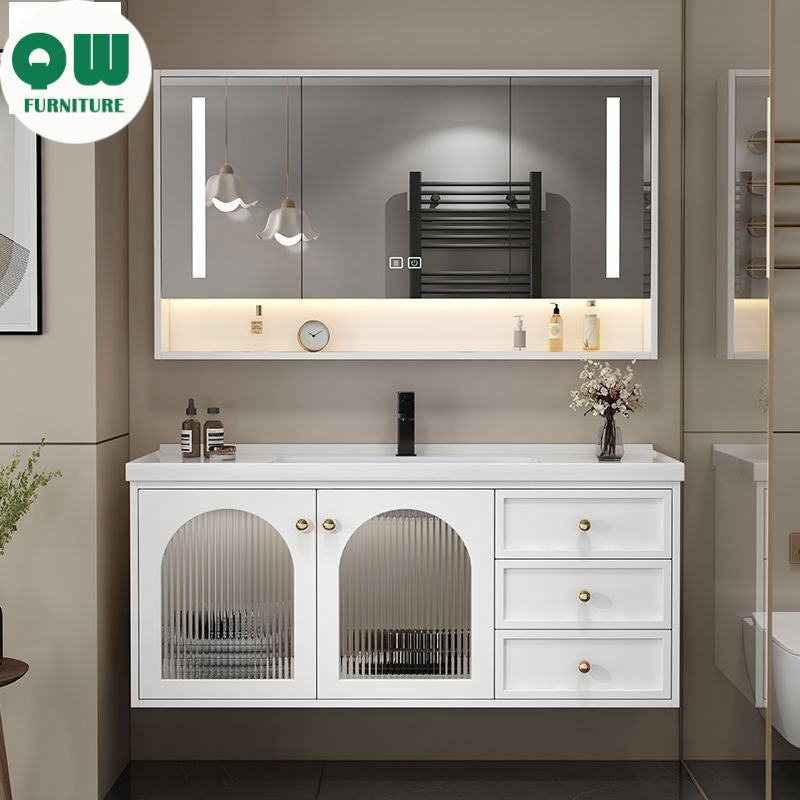 QW- Smart Mirror Real Wood Storage Bathroom Wash Cabinet