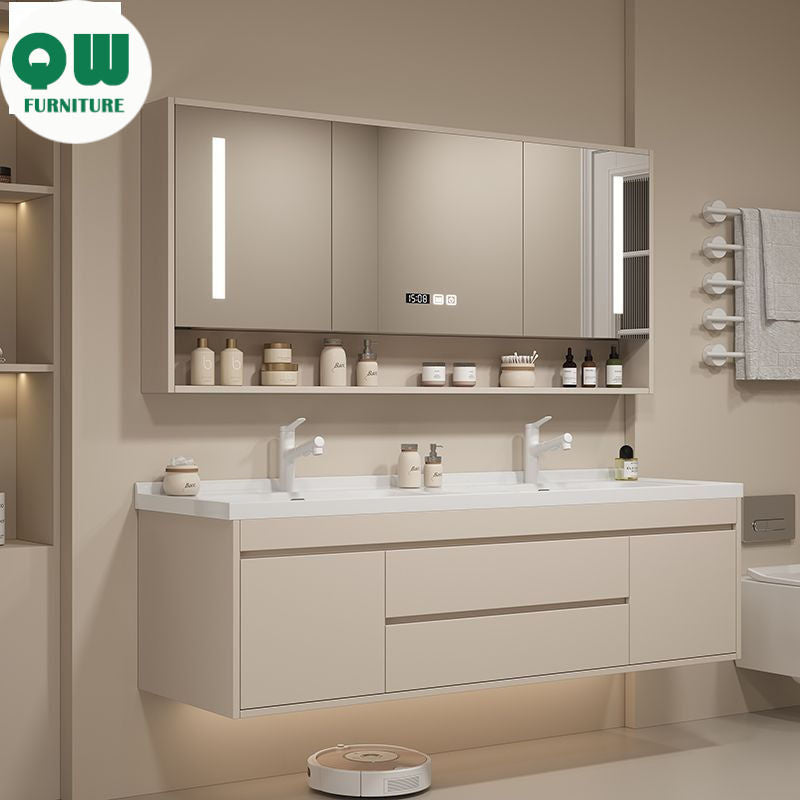 Kabinet Cermin Pintar QW-, Singki Bersepadu Seramik, Kabinet Penyimpanan Bilik Mandi 