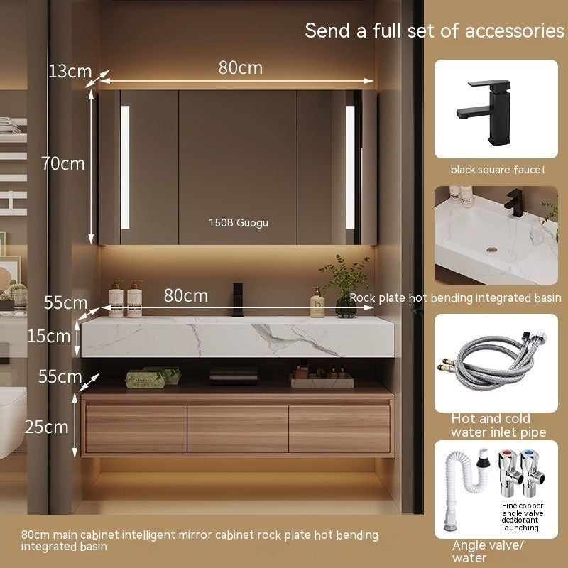 QW- Kabinet buatan khas dan cermin pintar untuk bilik mandi, kabinet simpanan bilik mandi, set sinki 