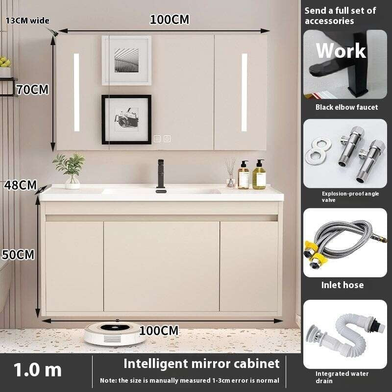 QW- Kabinet Penyimpanan Singki Cermin Pintar di Bilik Mandi 