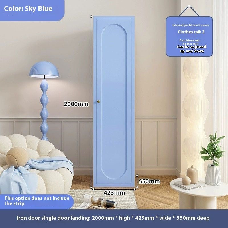 Cream Windbreaker Bedroom Home Iron Wardrobe Three-Door Storage Cabinet Easy Combination