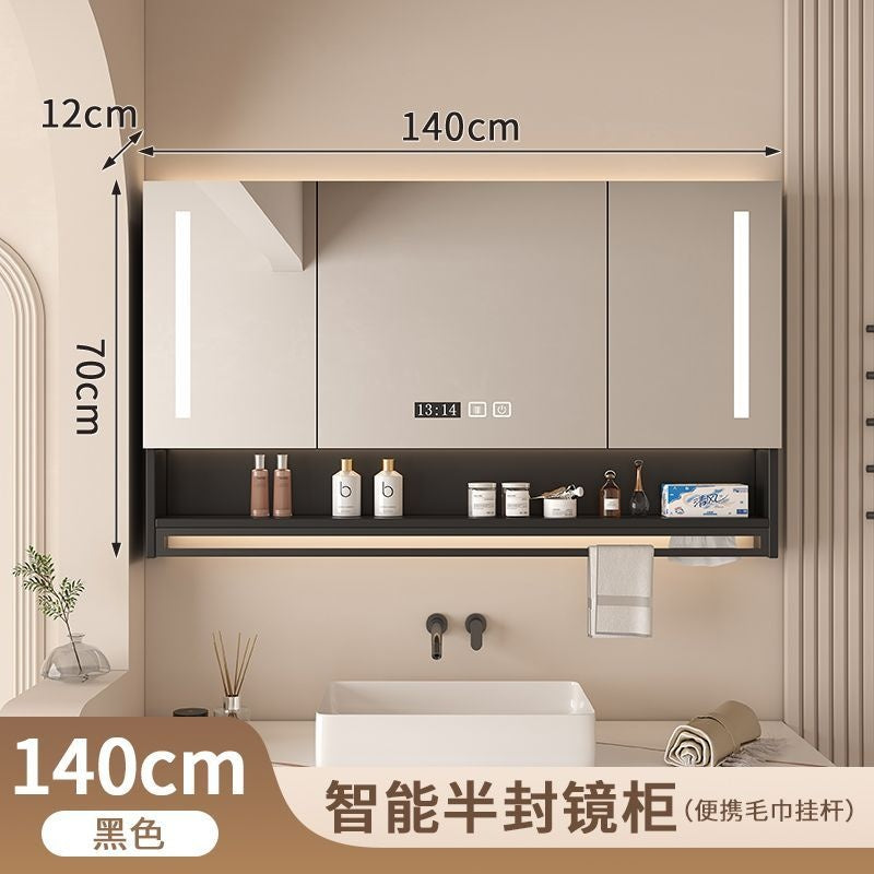 QW- Bilik Mandi Cermin Pintar Kabinet cermin di bilik mandi boleh menghilangkan habuk dan kabus dengan menghidupkan pemanas.