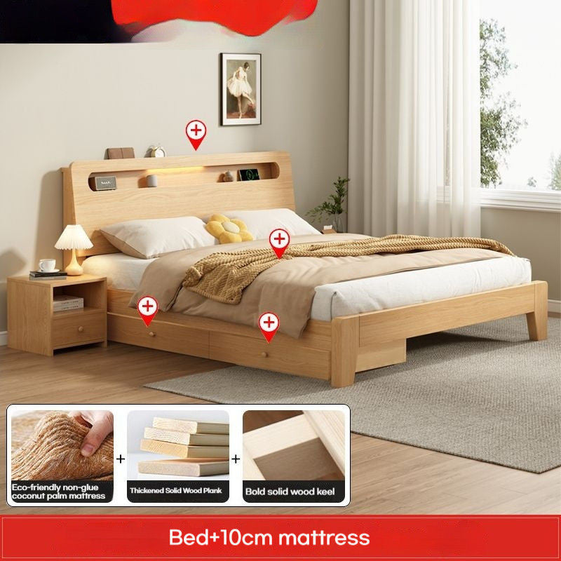 Drawer Storage Solid Wood 1.8 Meter Modern Simple Double Bedroom 1.2m1.5 Single Bed Frame