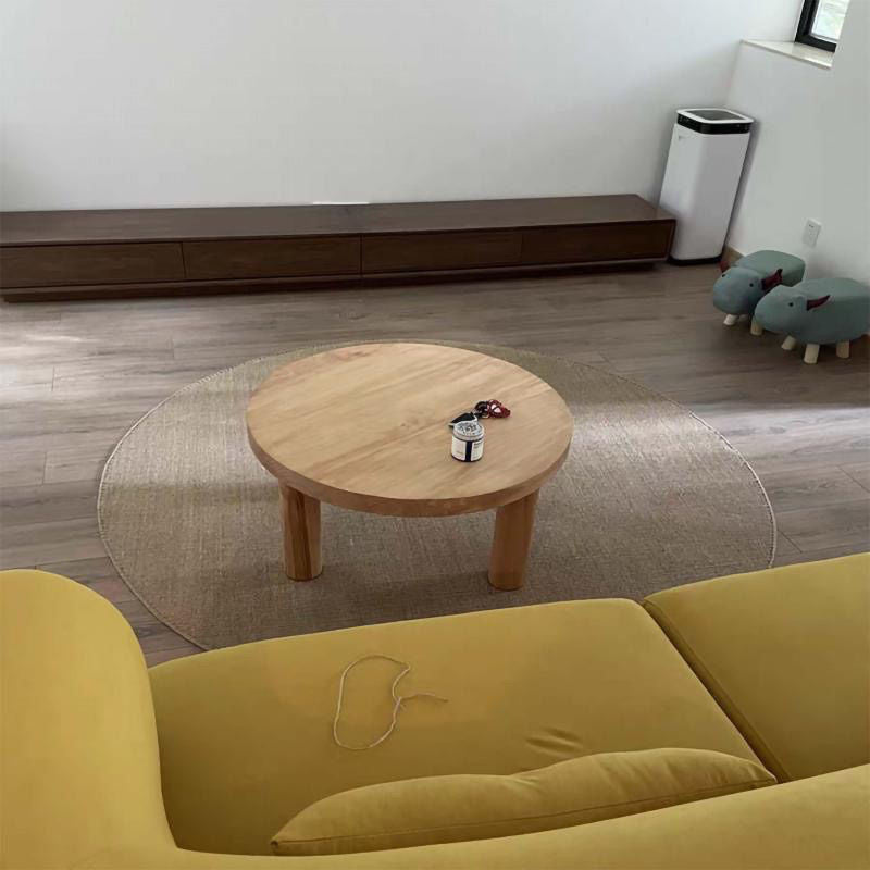 Solid Wood Coffee Color Login Modern Simple Nordic Wooden Tea Living Room Round Table for Home