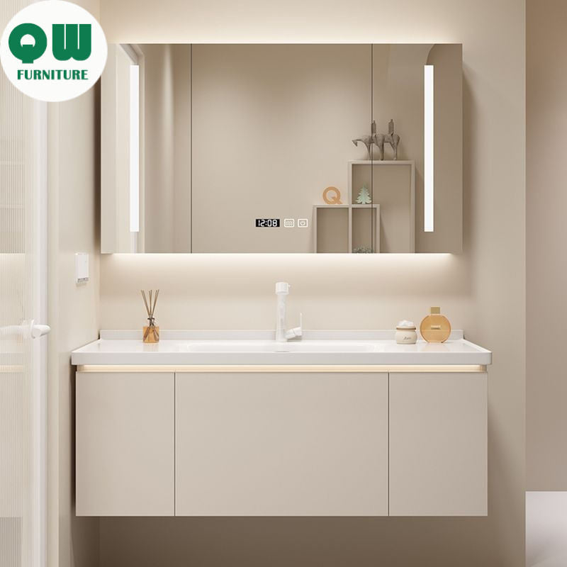 QW- Bathroom storage made from real wood, smart mirror cabinet in the bathroom, bathroom sink