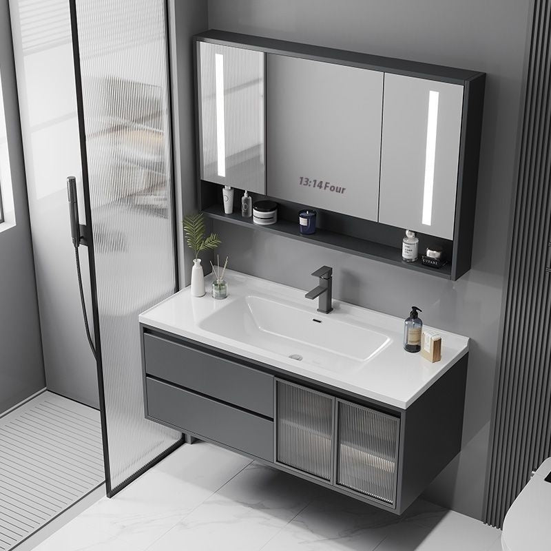 QW- Solid Wood Storage Smart Mirror Cabinet Bathroom Sink Set