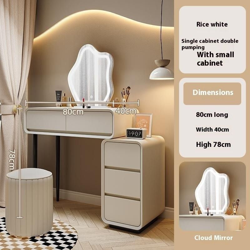Cream Wind Solid Wood Large Bedroom Modern Simple Foldable Chest of Drawers One Dressing Table