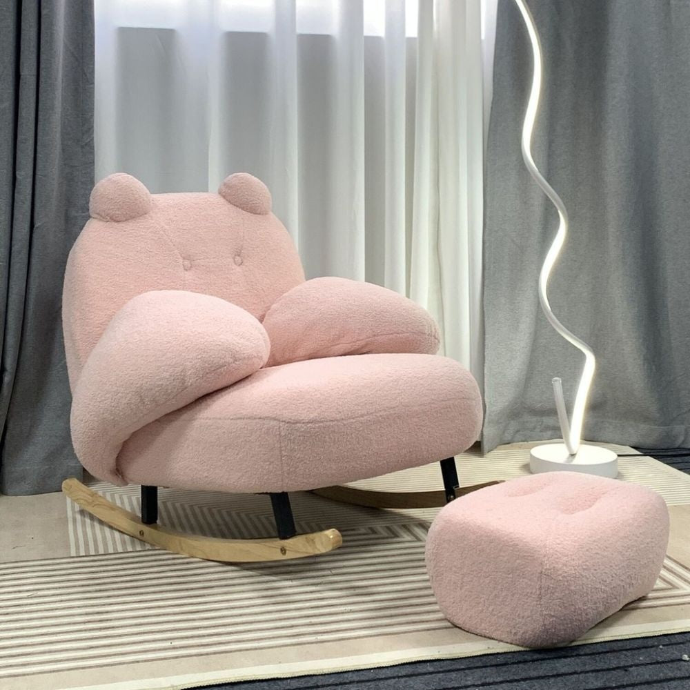 Ruang Tamu Goyang Tunggal Angin Krim Kerusi Beruang Kecil Sofa Bilik Tidur Riadah