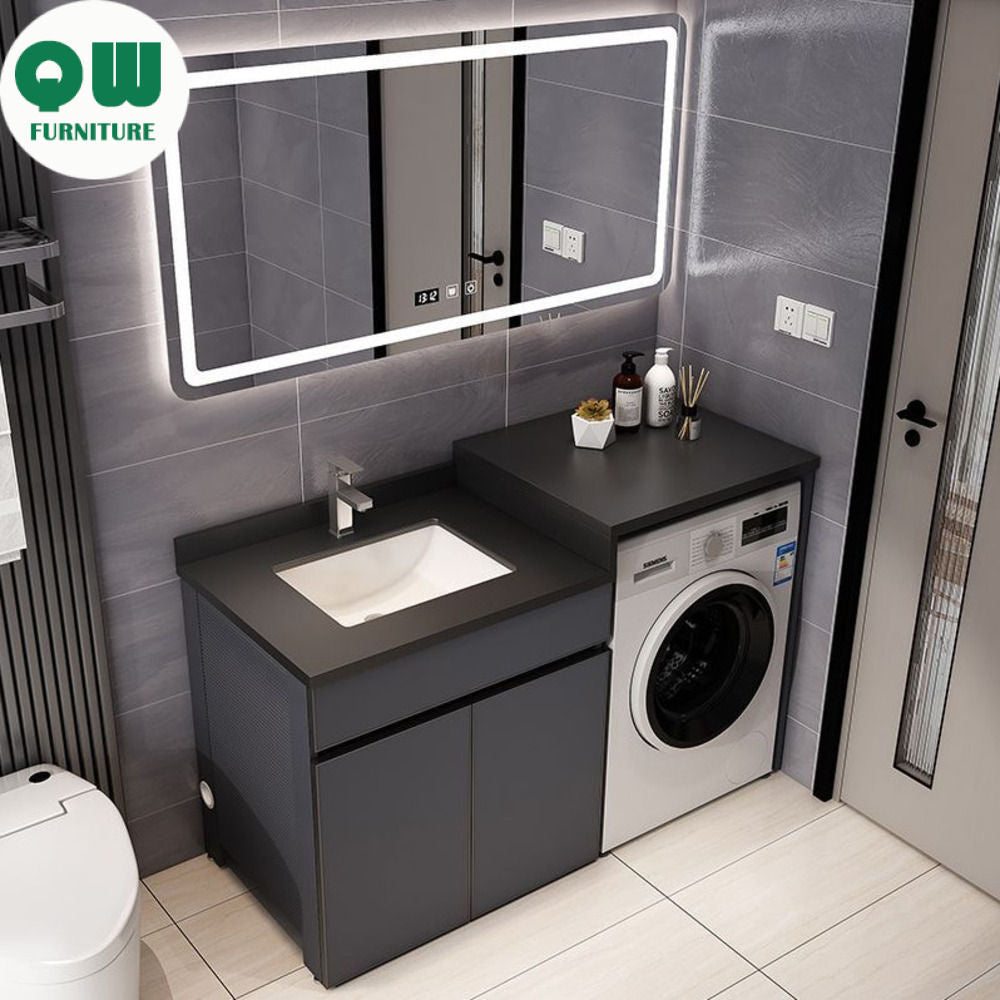 QW- Aluminum Storage Cabinet Bathroom Sink Set Washing Machine Table