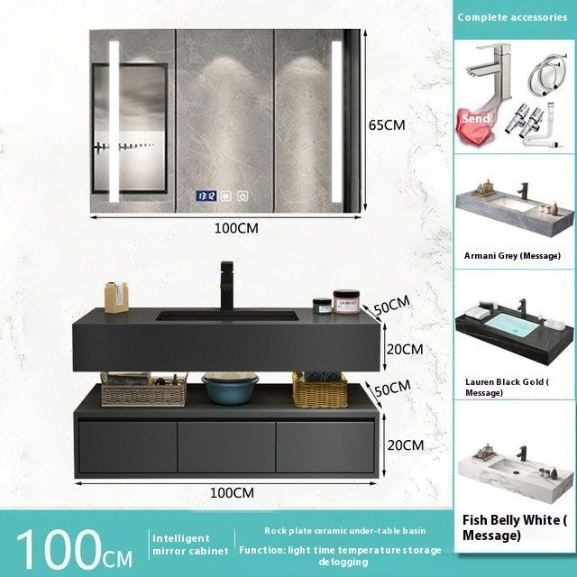 QW- Custom-made Premium Storage Cabinet Sink Set Smart Mirror Bathroom