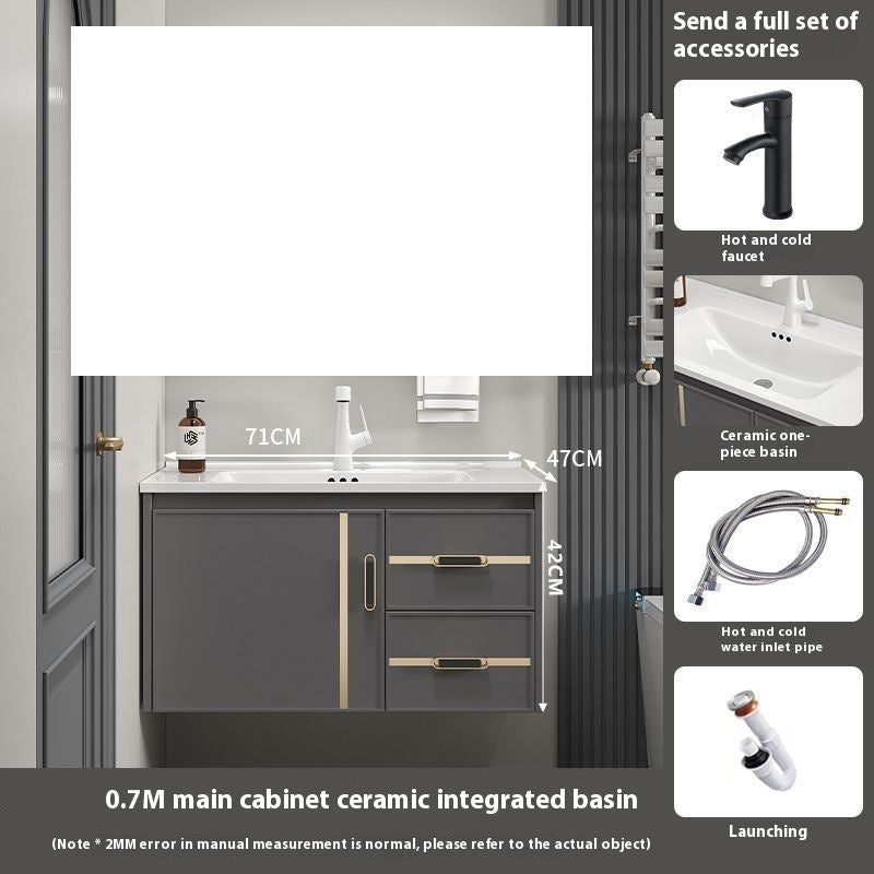 Kabinet Penyimpanan Aluminium QW- Cermin Pintar Set Sinki Bilik Mandi 