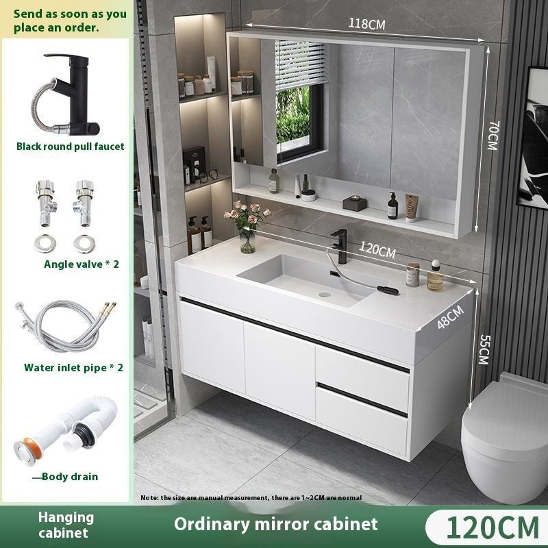 Set Singki Kabinet Cermin Pintar Penyimpanan Kayu Asli QW- di Bilik Mandi 