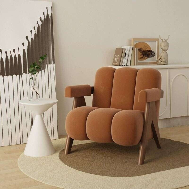 Nordic Light Luxury Single Designer Living Room Sofa Chair Frosted Fleece