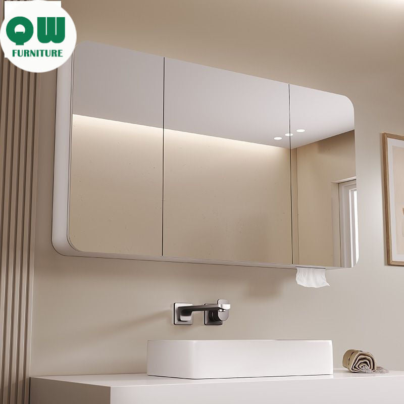 QW- Smart Mirror Cabinet Bathroom Aluminum Metal Can Display Time and Clear Fog