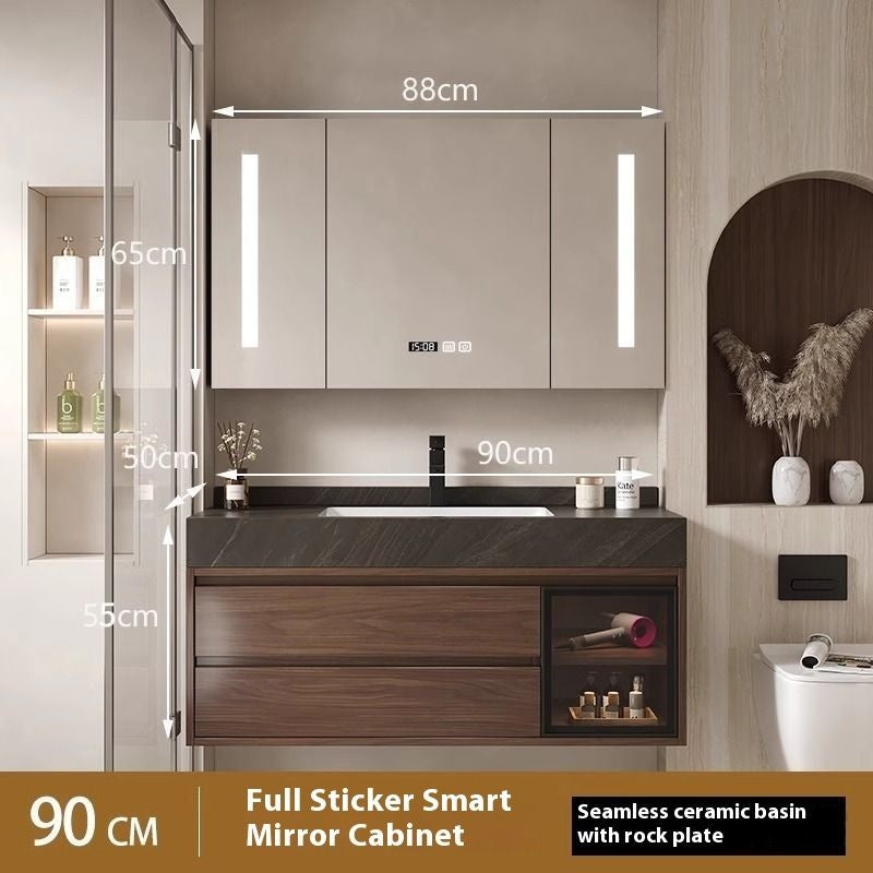 QW- Smart Mirror Real Wood Storage Cabinet in the Bathroom, Bathroom Sink Set