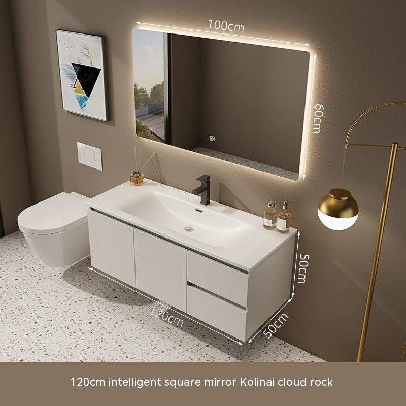 QW- Washbasin with Smart Mirror Bathroom, Real Wood Storage Cabinet in the Bathroom