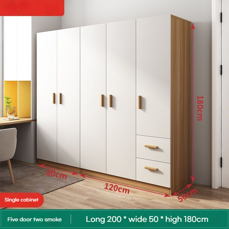 Solid Wood Home Bedroom Easy Assembly Rental House Wardrobe Simple Modern Small Sliding Style Storage Cabinet