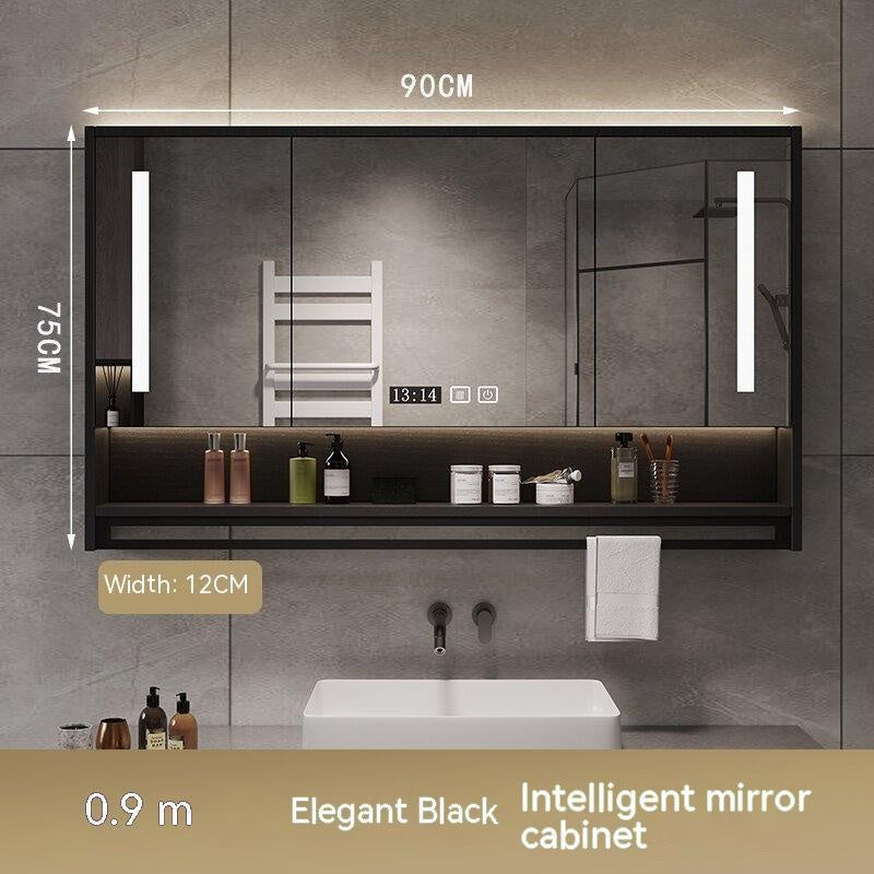 QW- Bilik Mandi Cermin Pintar Kabinet cermin di bilik mandi boleh menghilangkan habuk dan kabus dengan menghidupkan pemanas.