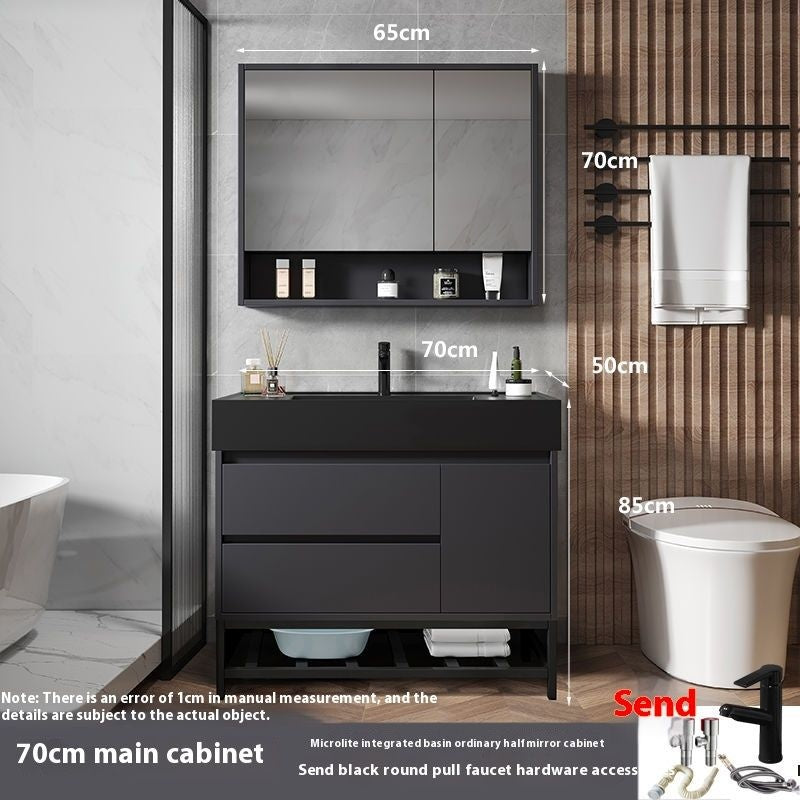 QW- Smart Glass Real Wood Storage Cabinet, Nano Bathroom Sink