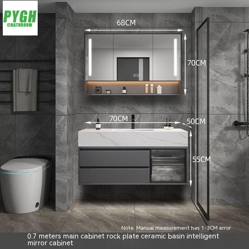 QW- Large Basin Set with Smart Mirror and Real Wood Storage Cabinet for Bathroom