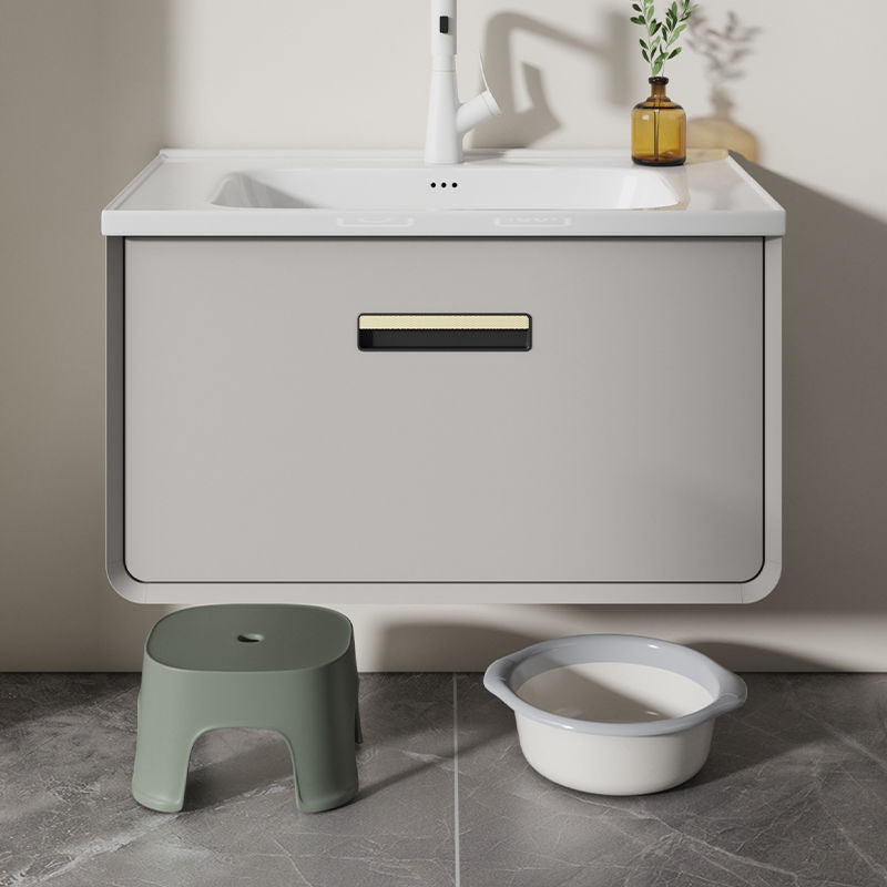 QW- Aluminum Thickened Stainless Steel Basin Smart Glass Bathroom Storage Cabinet