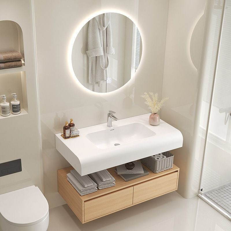 QW- Solid Wood Storage Smart Mirror Cabinet Bathroom Sink Set