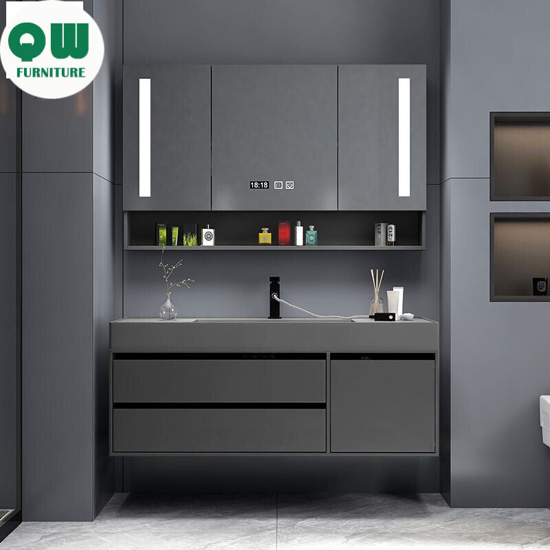 QW- Smart Mirror Real Wood Storage Bathroom Wash Cabinet