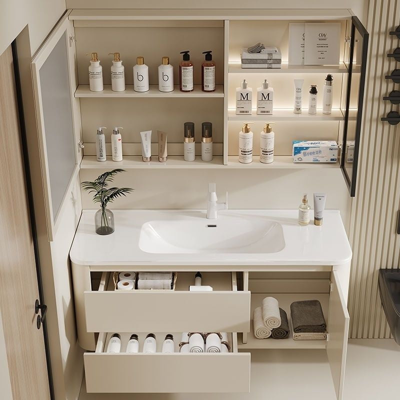 QW- Ins Style Storage Cabinet, Smart Mirror Cabinet for Bathroom, Bathroom Sink Set