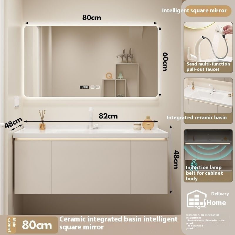 QW- Bathroom storage made from real wood, smart mirror cabinet in the bathroom, bathroom sink
