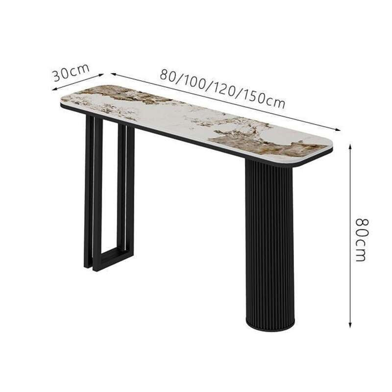 Meja batu pembahagi ruang tamu bar, jalur logam, pintu masuk, gaya Itali, meja konsol segi empat sama mewah ringan.