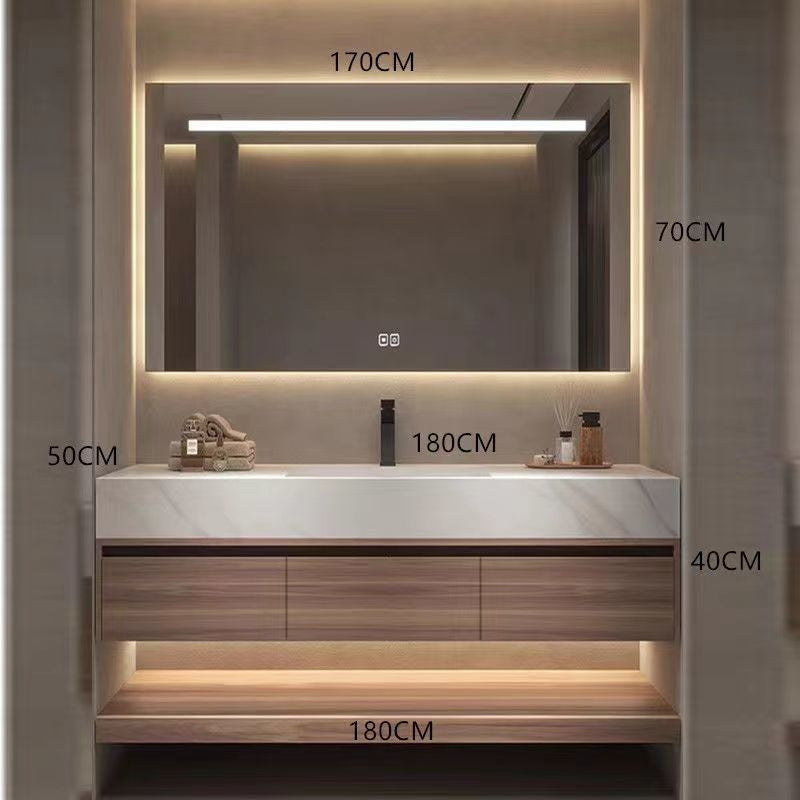 QW- storan diperbuat daripada sinki kayu asli, Kabinet cermin pintar bilik mandi 