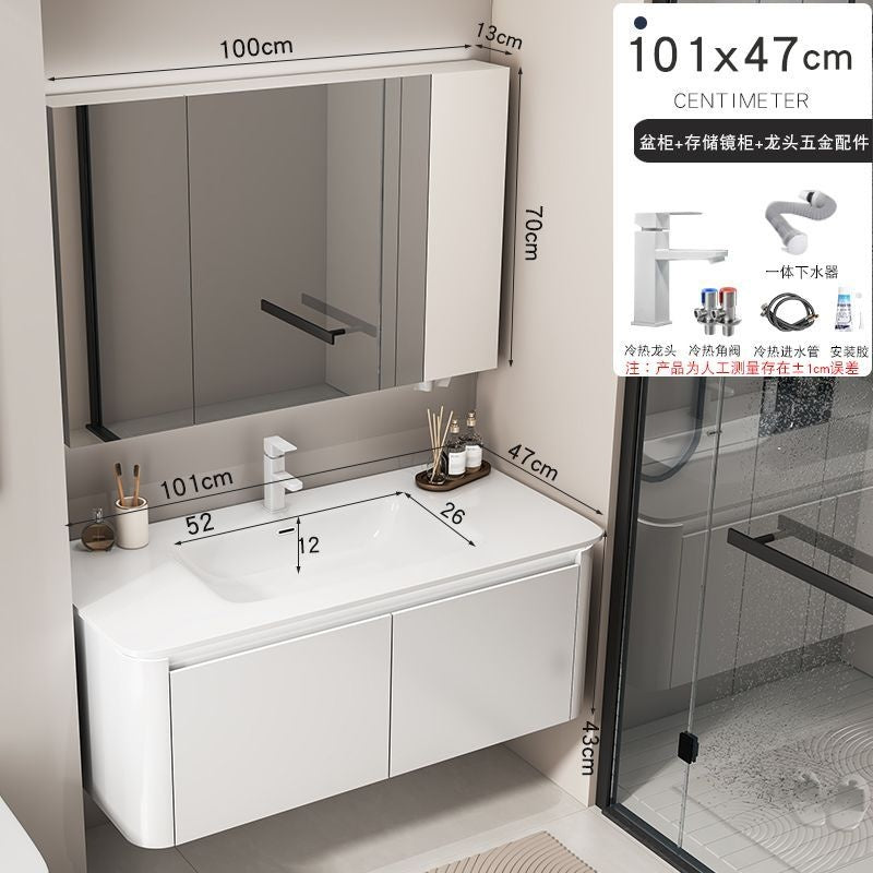 Kabinet Cuci Bilik Mandi Penyimpanan Aluminium Cermin Pintar QW- 