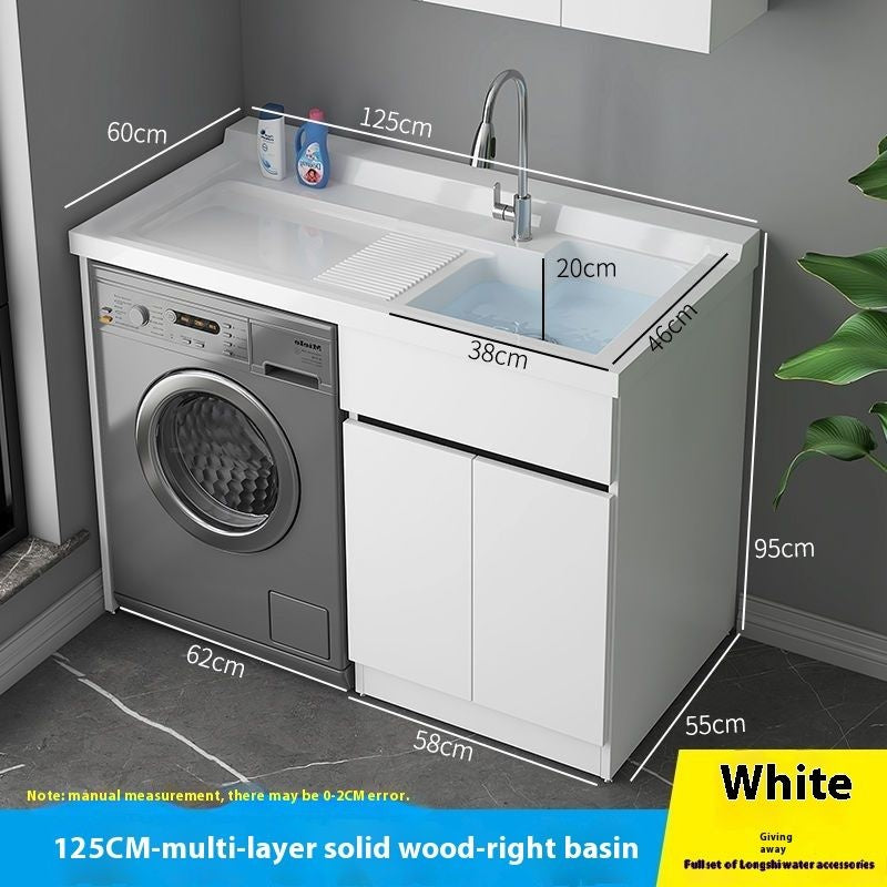 QW- Genuine Wooden Storage Cabinet Bathroom Sink Set Washing Machine Table