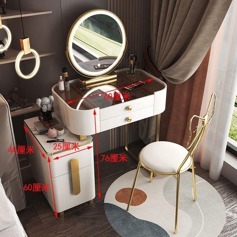 Meja Solek Moden Ringkas Kabinet Penyimpanan Sisi Katil Bilik Tidur Solek Kerusi Cermin Pelbagai Fungsi