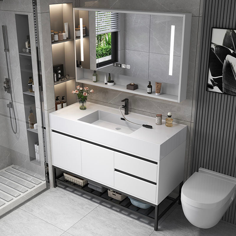 Set Singki Kabinet Cermin Pintar Penyimpanan Kayu Asli QW- di Bilik Mandi 