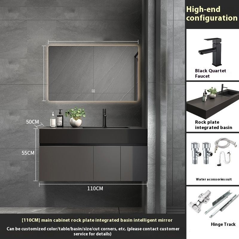 QW- Custom-made Real Wood Storage Cabinet Smart Mirror Sink in the Bathroom