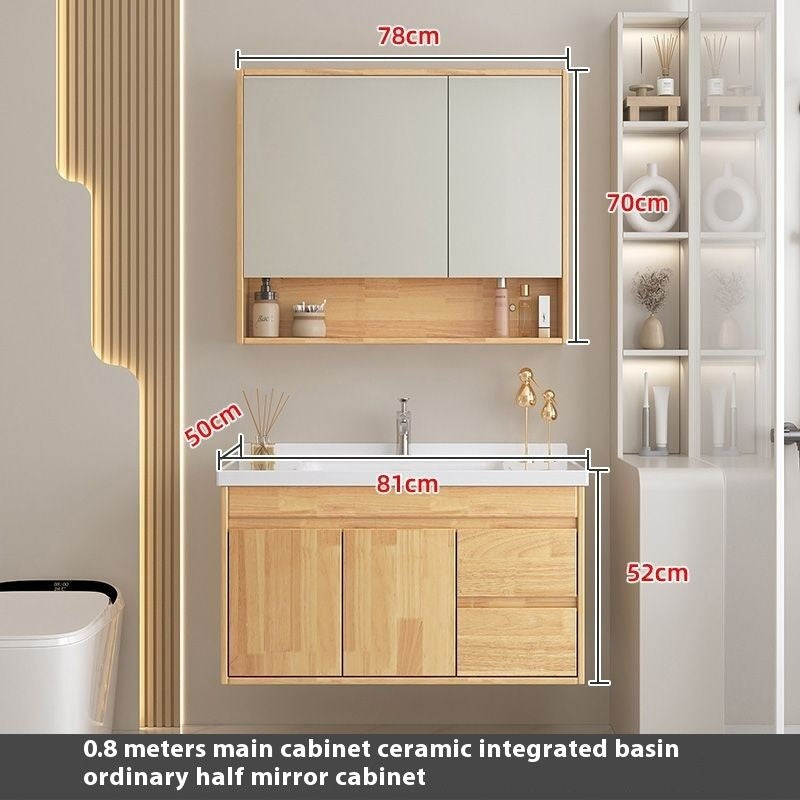 QW- Oak Wood Storage Cabinet Smart Mirror Sink Set in the Bathroom