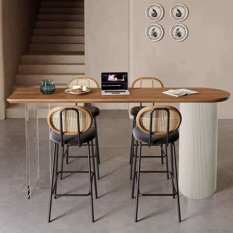 Akrilik Terapung dengan Kayu Semula Jadi Bergaya Minimalis Pepejal, Dipasang di Dinding dan Kerusi, Sofa Ruang Tamu, Partisi, Meja Bar Tinggi Kreatif