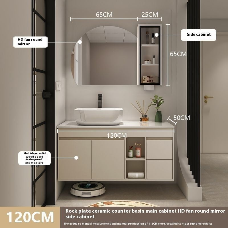 QW- Bilik Mandi Pintar, Kabinet Penyimpanan Bilik Mandi Cermin, Set Besen 
