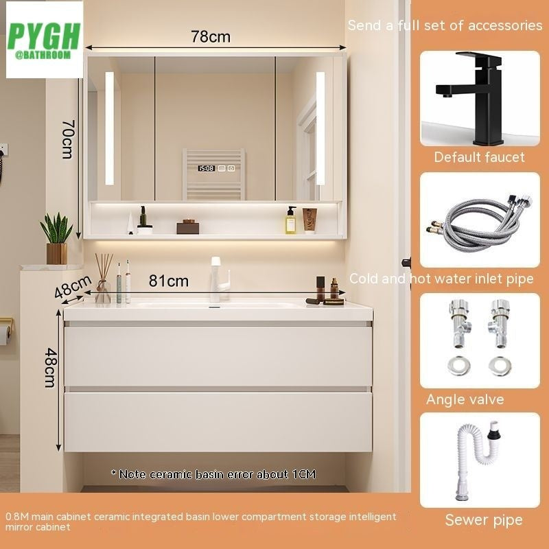 QW- White Storage Smart Mirror Cabinet, Bathroom Sink